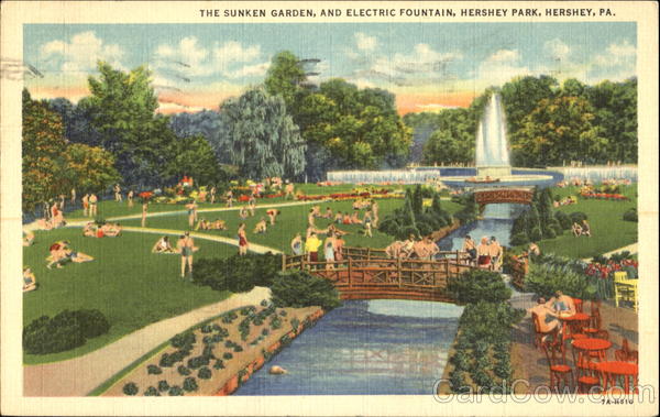 The Sunken Garden, And Electric Fountain, Hershey Park Pennsylvania