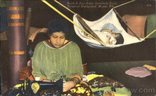 Rock-A-Bye Baby, Seminole Style, Tropical Hobbyland Miami Florida