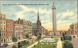 Mount Vernon Place And Washington Monument Postcard
