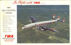 TWA Super-Constellation Skyline Aircraft Postcard Postcard