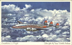 TWA Constellation In Flight Postcard