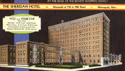 The Sheridan Hotel, Marquette at 11th to 12th Street Postcard