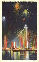 Fireworks Display 1933 Chicago World Fair Postcard Postcard