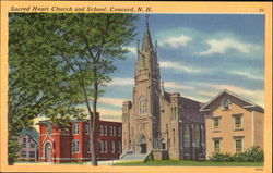 Sacred Heart Church And School Postcard