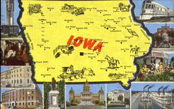 Iowa Map Postcard Postcard