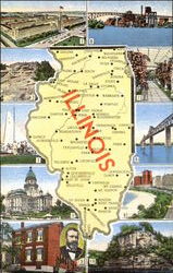Illinois Maps Postcard Postcard