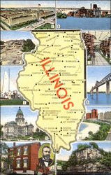 Illinois Maps Postcard