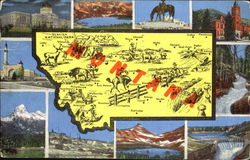 Montana Map Postcard