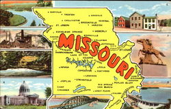 Missouri Map Maps Postcard Postcard