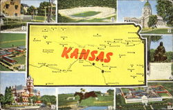 Kansas Map Postcard