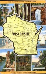 Wisconsin Map Postcard Postcard