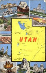 Utah Map Postcard Postcard
