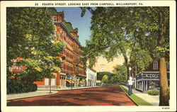 Fourth Street, Looking East From Campbell Williamsport, PA Postcard Postcard