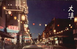 Chinatown At Night Postcard