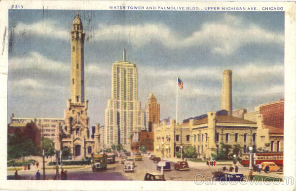 Water Tower and Palmolive Bldg, Upper Michigan Ave Chicago Illinois