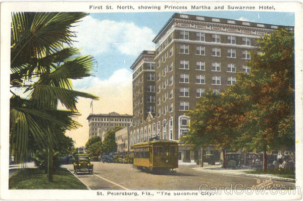First St. North, showing Princess Martha and Suwannee Hotel St. Petersburg Florida