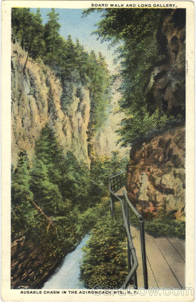 Board Walk And Long Gallery, Ausable Chasm In The Adirondack Mts Adirondack Mountains New York