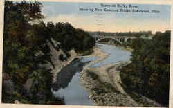 Scene on Rocky River, showing New Concrete Bridge Postcard