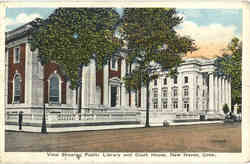 View Showing Public Library and Court House New Haven, CT Postcard Postcard