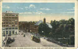 Showing Washington Sq. Park and Post Office, Washington Sq Haverhill, MA Postcard Postcard