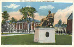 Statue of John Harvard Cambridge, MA Postcard Postcard