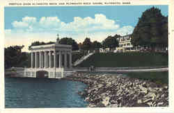 Portico over Plymouth Rock and Plymouth Rock House Postcard