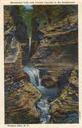Minnehaha Falls with Cavern Cascade in the Background Watkins Glen, NY Postcard Postcard
