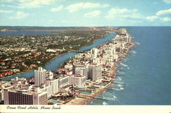 Ocean Front Hotels Miami Beach, FL Postcard Postcard