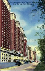 Michigan Avenue Looking North From Stevens Hotel Postcard