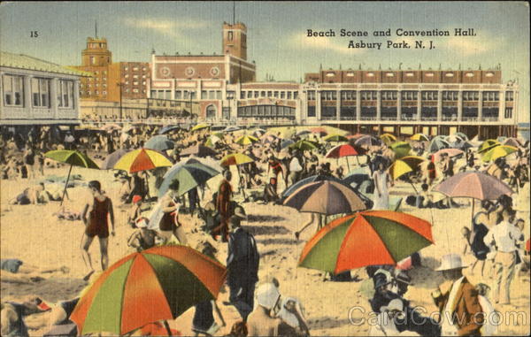 Beach Scene And Convention Hall Asbury Park New Jersey