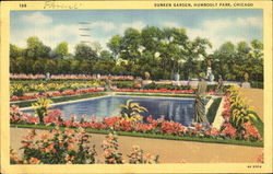 Fountain And Sunken Garden, Humbodlt Park Postcard