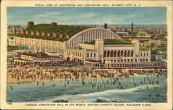 Ocean View Of Auditorium And Convention Hall Atlantic City, NJ Postcard Postcard