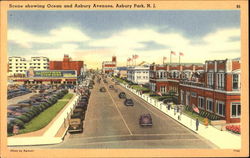 Scene Showing Ocean And Asbury Avenues Postcard