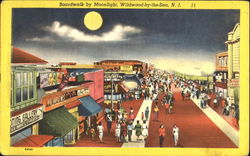 Boardwalk By Moonlight Wildwood, NJ Postcard Postcard