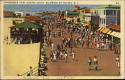 Boardwalk View Looking South Wildwood, NJ Postcard Postcard