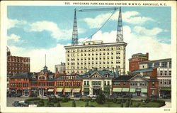 Pritchard Park And Radio Station WWNC Postcard