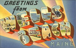 Greetings From Wells Beach Maine Postcard Postcard