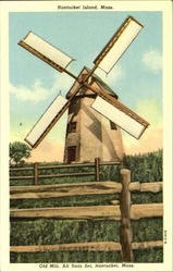 Old Mill All Sails Set Nantucket, MA Postcard Postcard