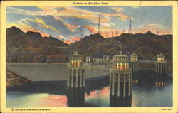 Sunset At Boulder Dam Boulder City, NV Postcard Postcard