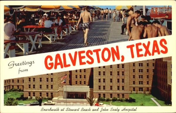 Boardwalk At Stewart Beach And John Sealy Hospital, University of Texas Medical Branch Galveston