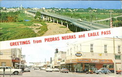 Greetings From Piedras Negras And Eagle Pass Texas Postcard Postcard