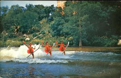 Women Waterskiing on Guadalupe River Kerrville, TX Postcard Postcard