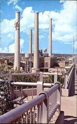 Texas Electric Power Plant Stacks, North Main Street Postcard