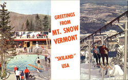 Swimming Pool And Chairlift, Mt. Snow Ski Area West Dover, VT Postcard Postcard