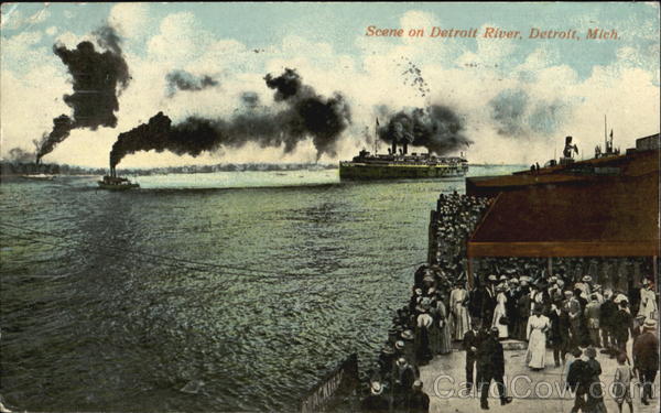 Scene On Detroit River Michigan