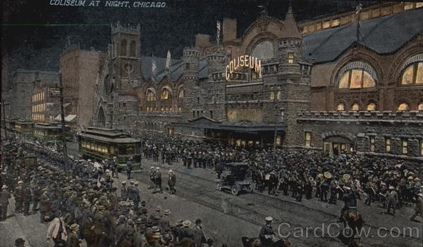 Coliseum At Night Chicago Illinois