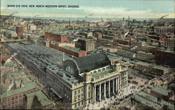 Birds Eye View, New North Western Depot Chicago Illinois