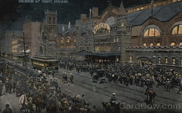 Coliseum At Night Chicago Illinois