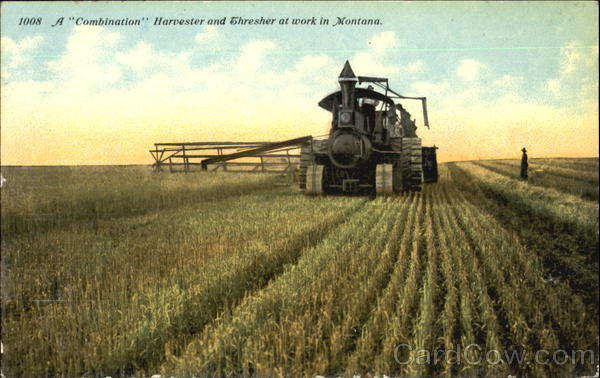 A Combination Harvester And Thresher At Work Scenic Montana