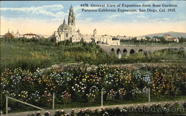 General View Of Exposition From Rose Gardens San Diego California